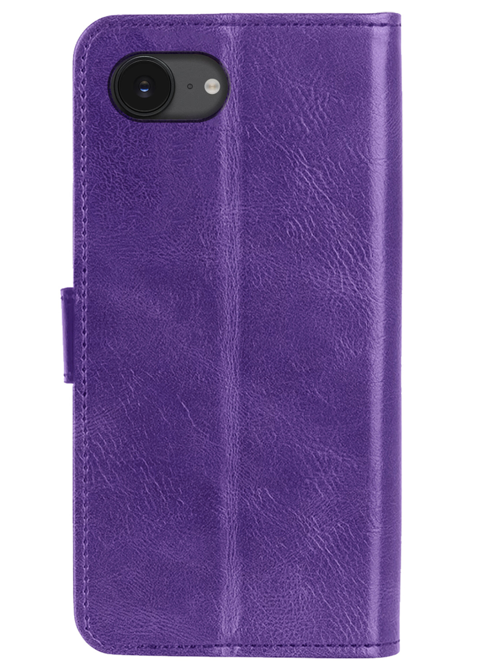 BTH BTH iPhone 16E Hoesje Bookcase Met Screenprotector - Paars