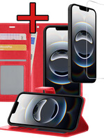 BTH BTH iPhone 16E Hoesje Bookcase Met Screenprotector - Rood
