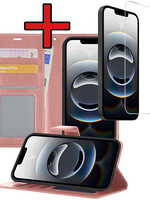 BTH BTH iPhone 16E Hoesje Bookcase Met Screenprotector - Rose Goud