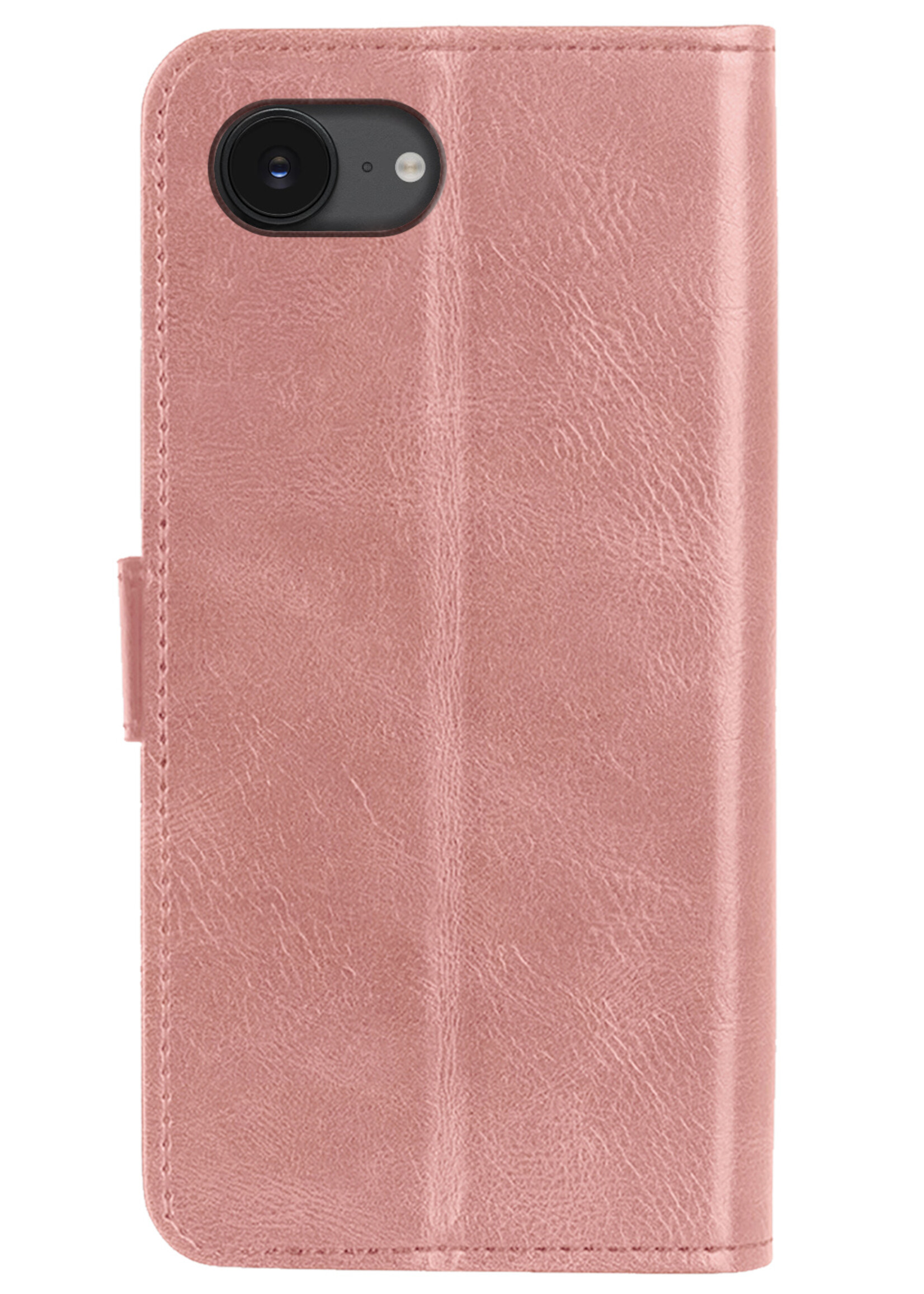 BTH BTH iPhone 16E Hoesje Bookcase Met Screenprotector - Rose Goud