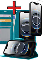 BTH BTH iPhone 16E Hoesje Bookcase Met Screenprotector - Turquoise