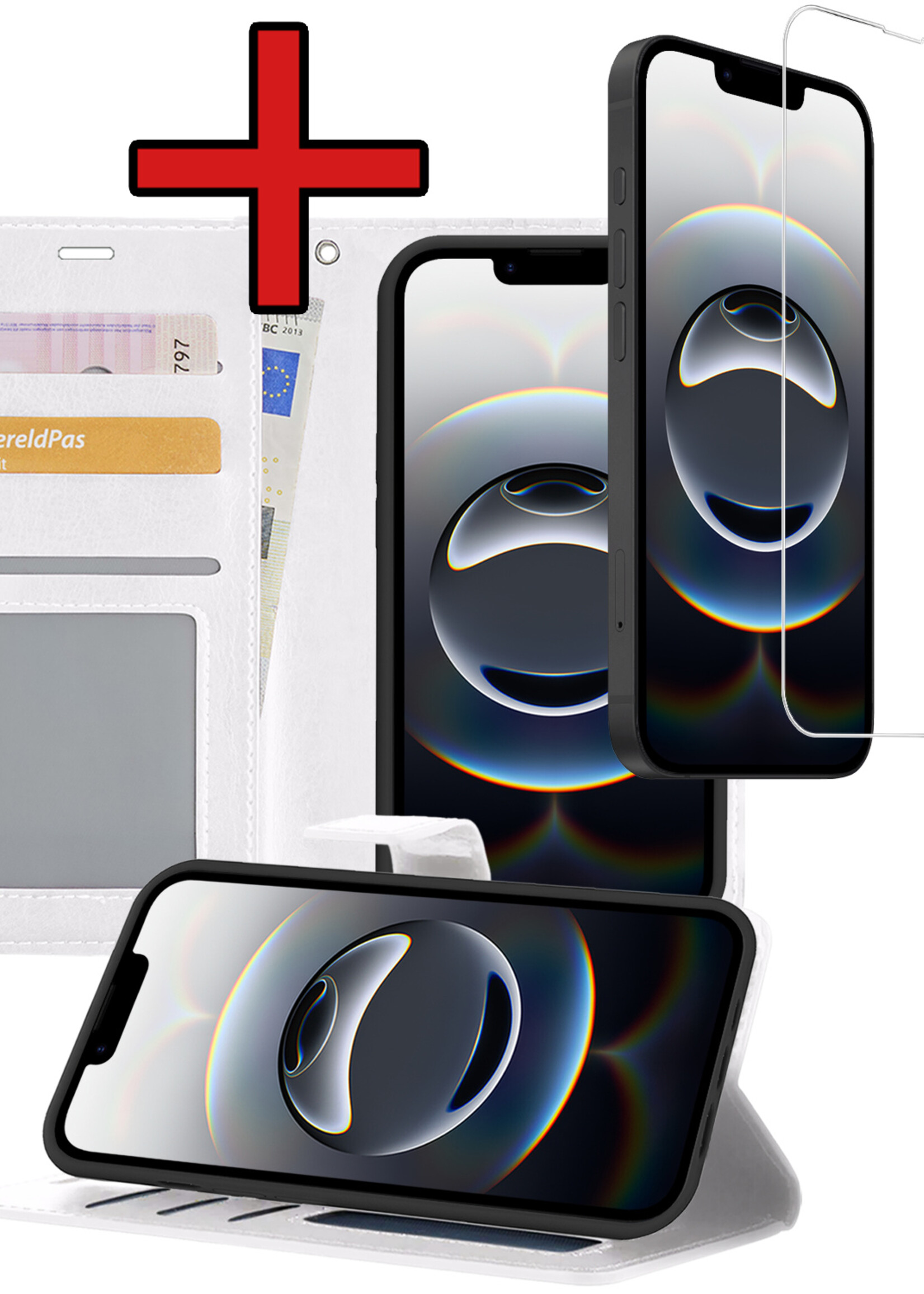 BTH BTH iPhone 16E Hoesje Bookcase Met Screenprotector - Wit