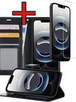 BTH BTH iPhone 16E Hoesje Bookcase Met Screenprotector - Zwart
