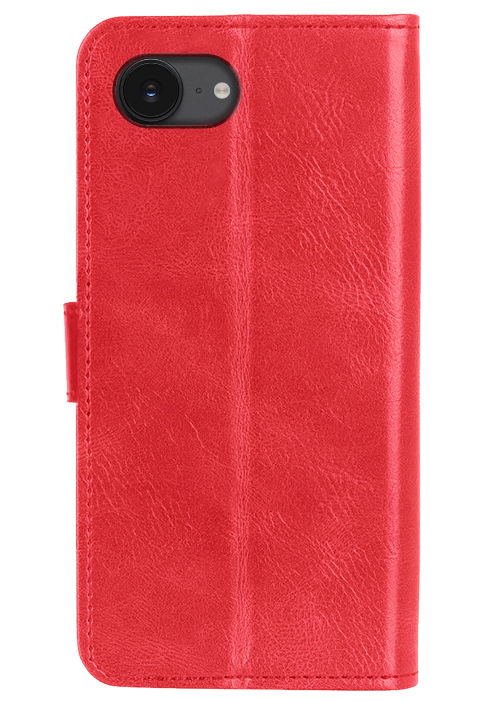 BTH BTH iPhone 16E Hoesje Bookcase Met 2x Screenprotector - Rood