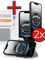 BTH BTH iPhone 16E Hoesje Bookcase Met 2x Screenprotector - Wit