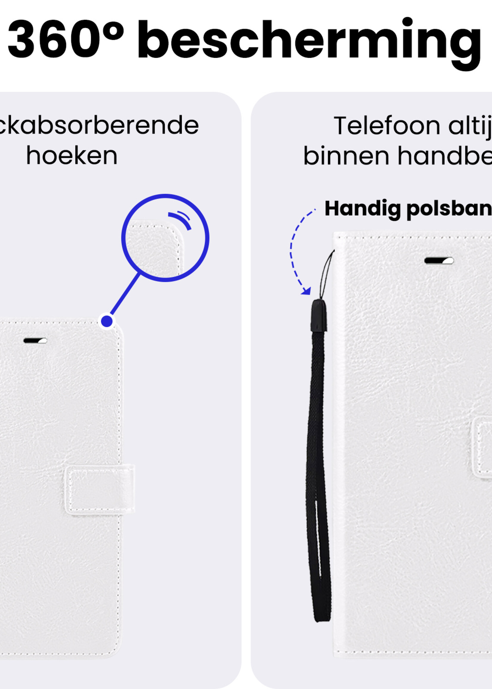 BTH BTH iPhone 16E Hoesje Bookcase Met 2x Screenprotector - Wit