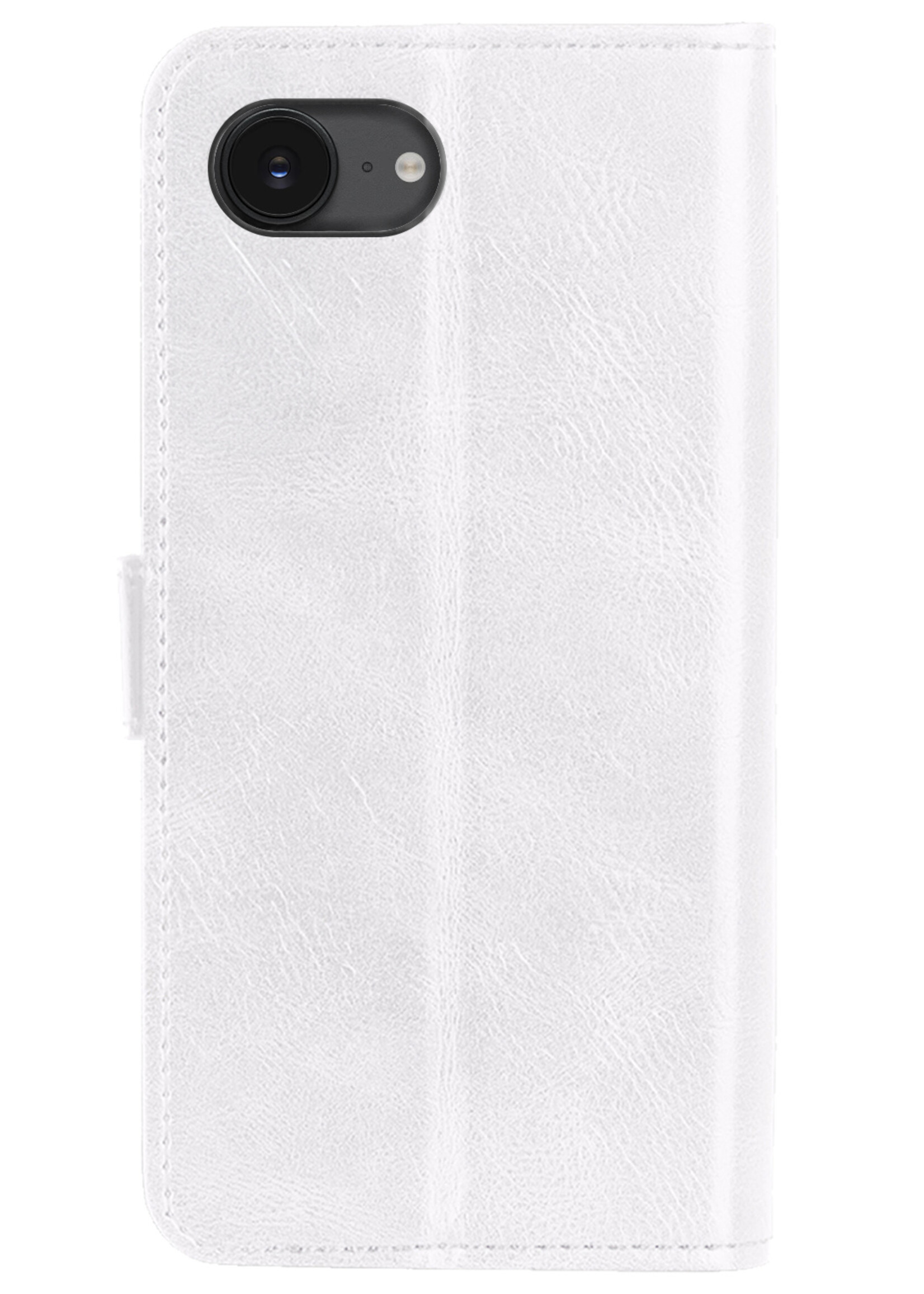 BTH BTH iPhone 16E Hoesje Bookcase Met 2x Screenprotector - Wit