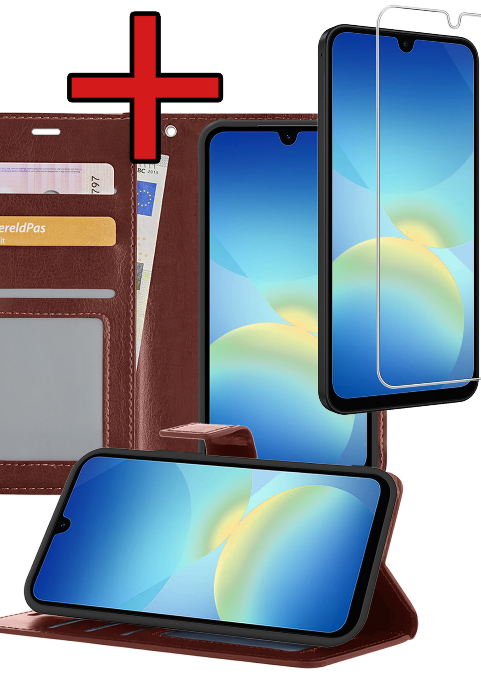 BTH BTH Samsung Galaxy A26 Hoesje Bookcase Met Screenprotector - Bruin