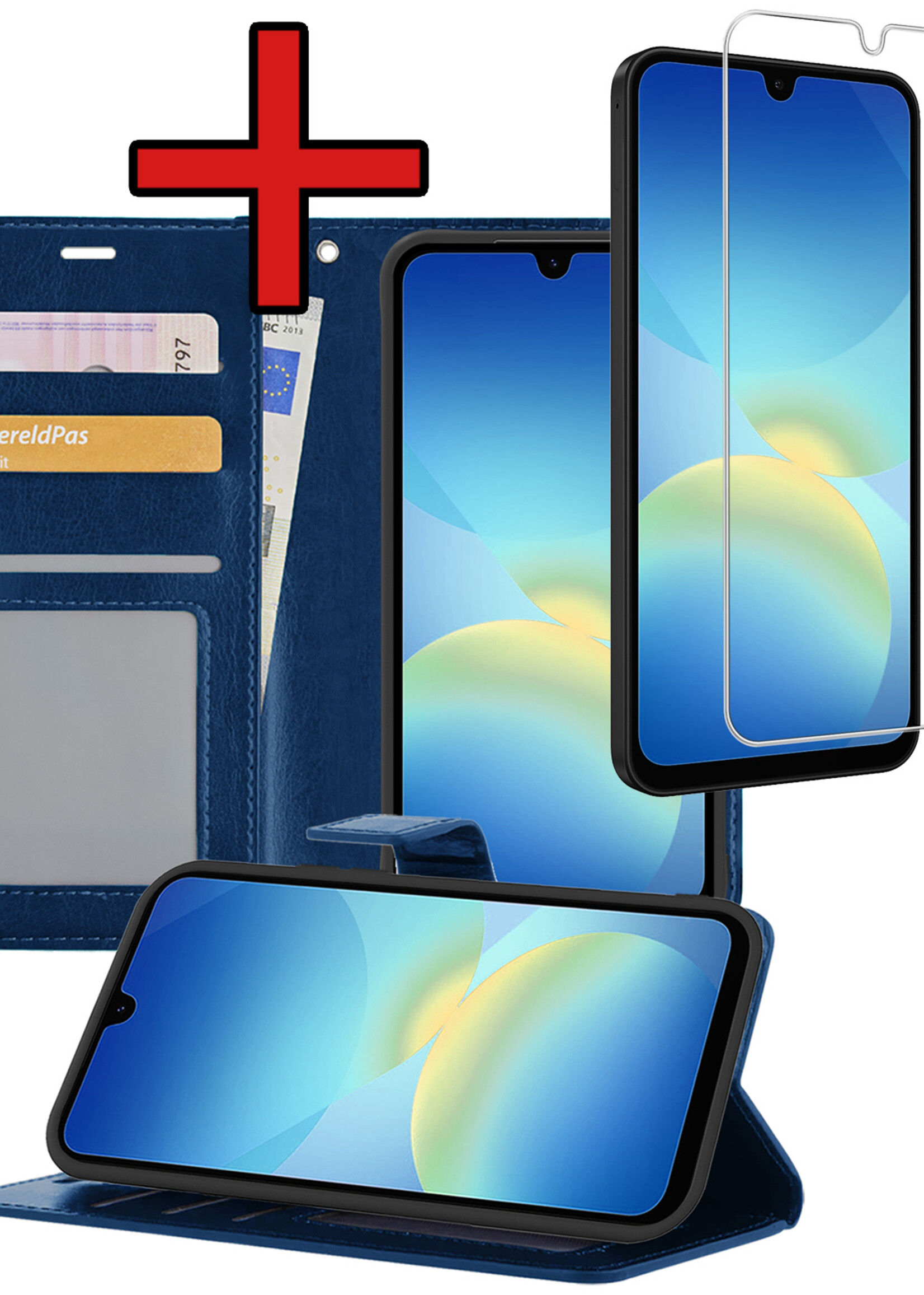 BTH BTH Samsung Galaxy A26 Hoesje Bookcase Met Screenprotector - Donkerblauw