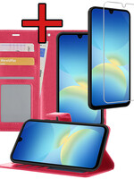 BTH BTH Samsung Galaxy A26 Hoesje Bookcase Met Screenprotector - Donkerroze