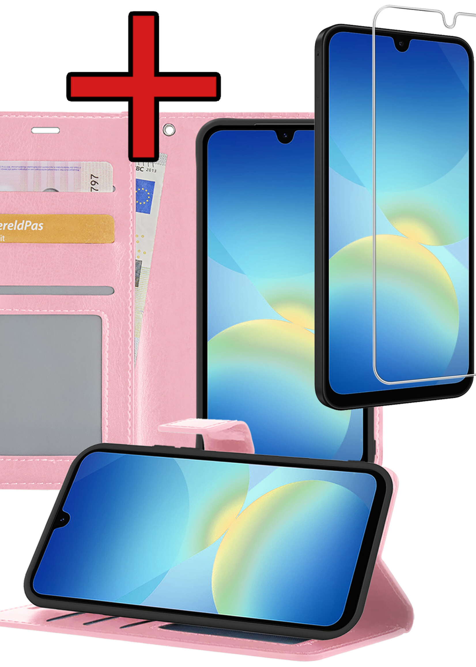 BTH BTH Samsung Galaxy A26 Hoesje Bookcase Met Screenprotector - Lichtroze