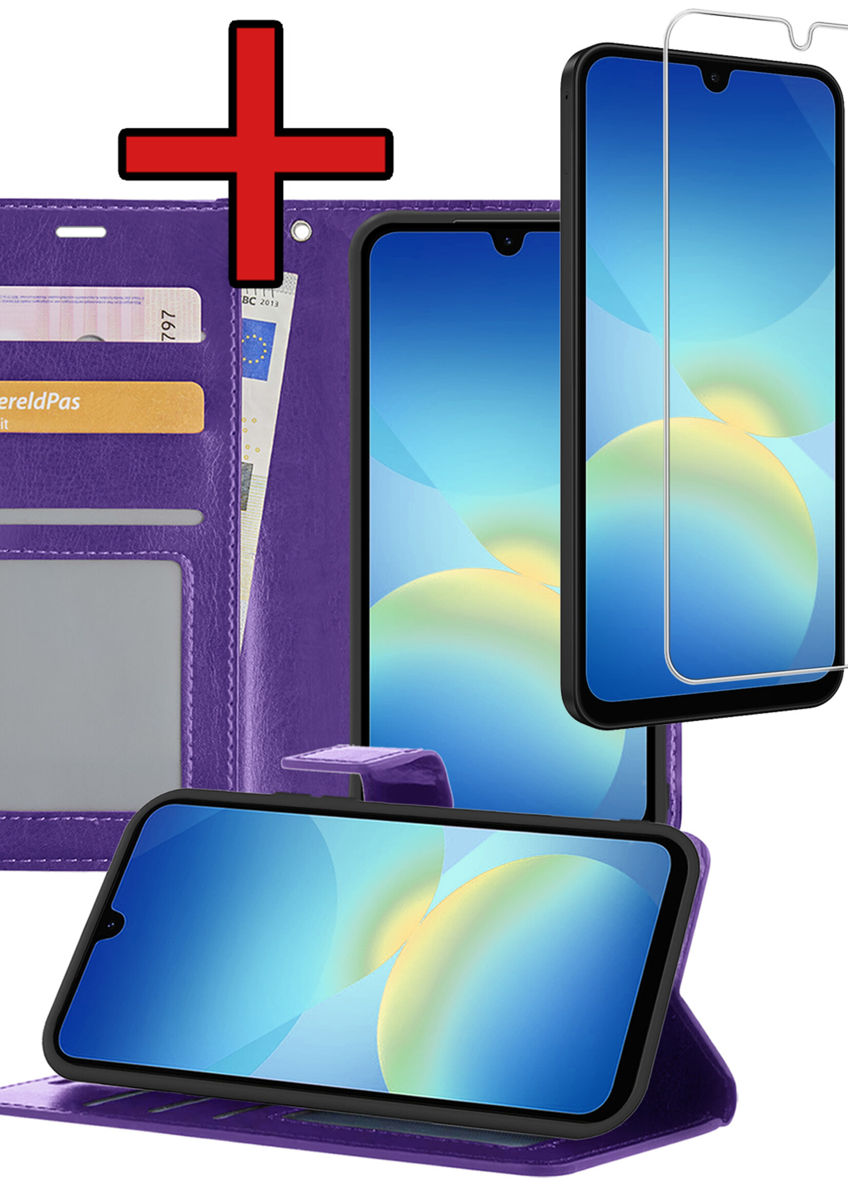 BTH BTH Samsung Galaxy A26 Hoesje Bookcase Met Screenprotector - Paars