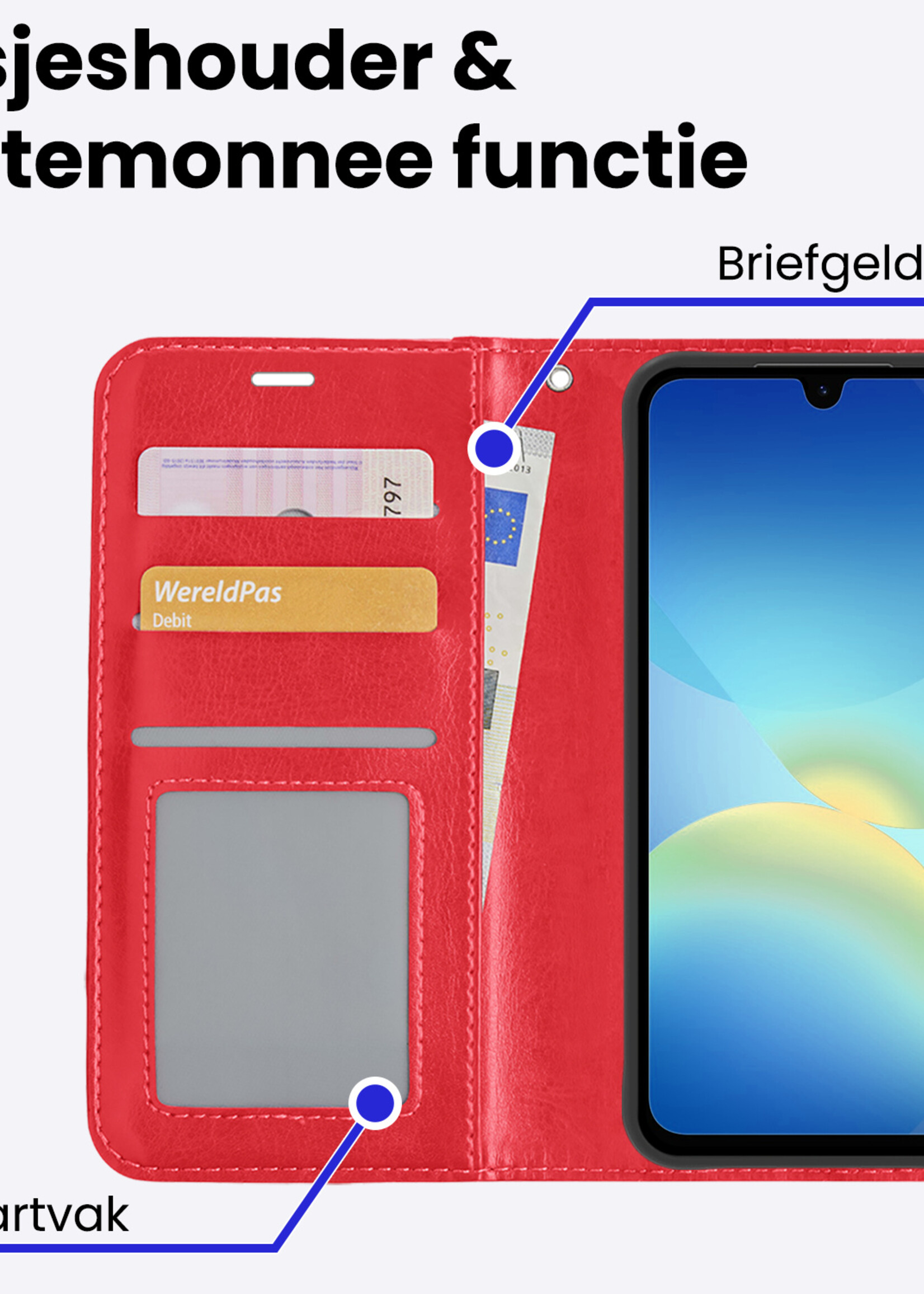 BTH BTH Samsung Galaxy A26 Hoesje Bookcase Met Screenprotector - Rood