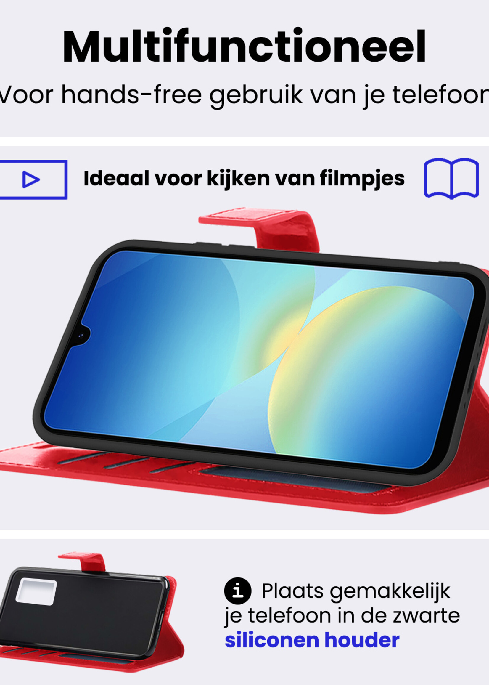 BTH BTH Samsung Galaxy A26 Hoesje Bookcase Met Screenprotector - Rood
