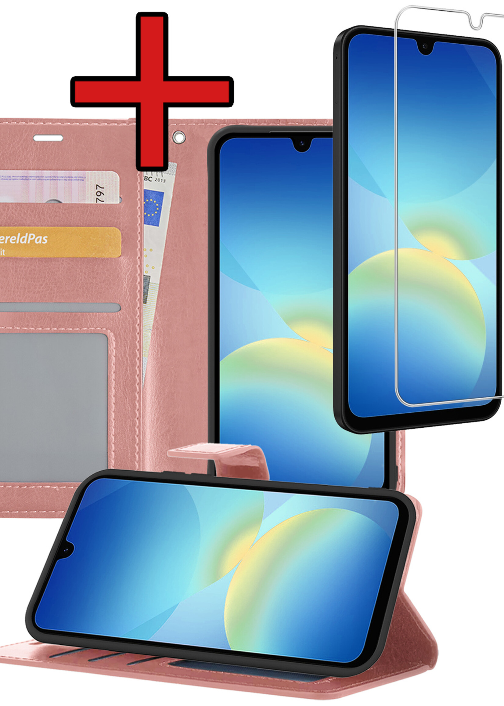 BTH BTH Samsung Galaxy A26 Hoesje Bookcase Met Screenprotector - Rose Goud