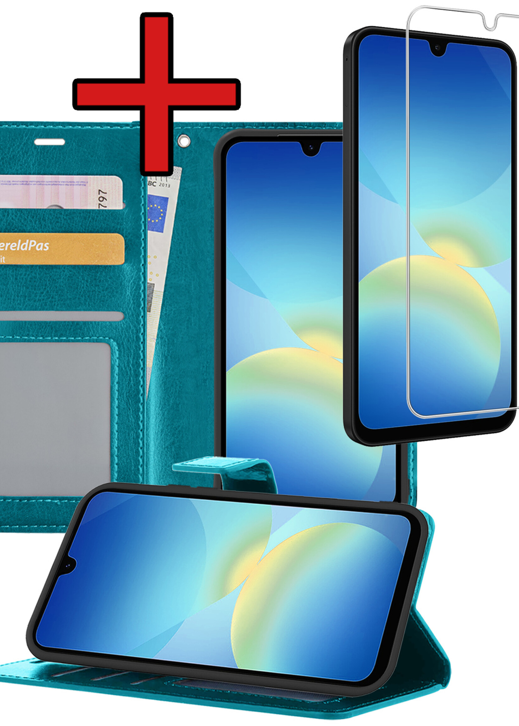 BTH BTH Samsung Galaxy A26 Hoesje Bookcase Met Screenprotector - Turquoise