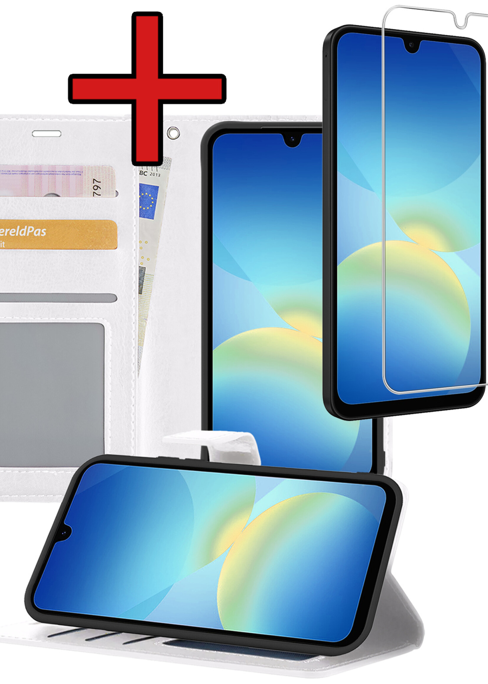 BTH BTH Samsung Galaxy A26 Hoesje Bookcase Met Screenprotector - Wit
