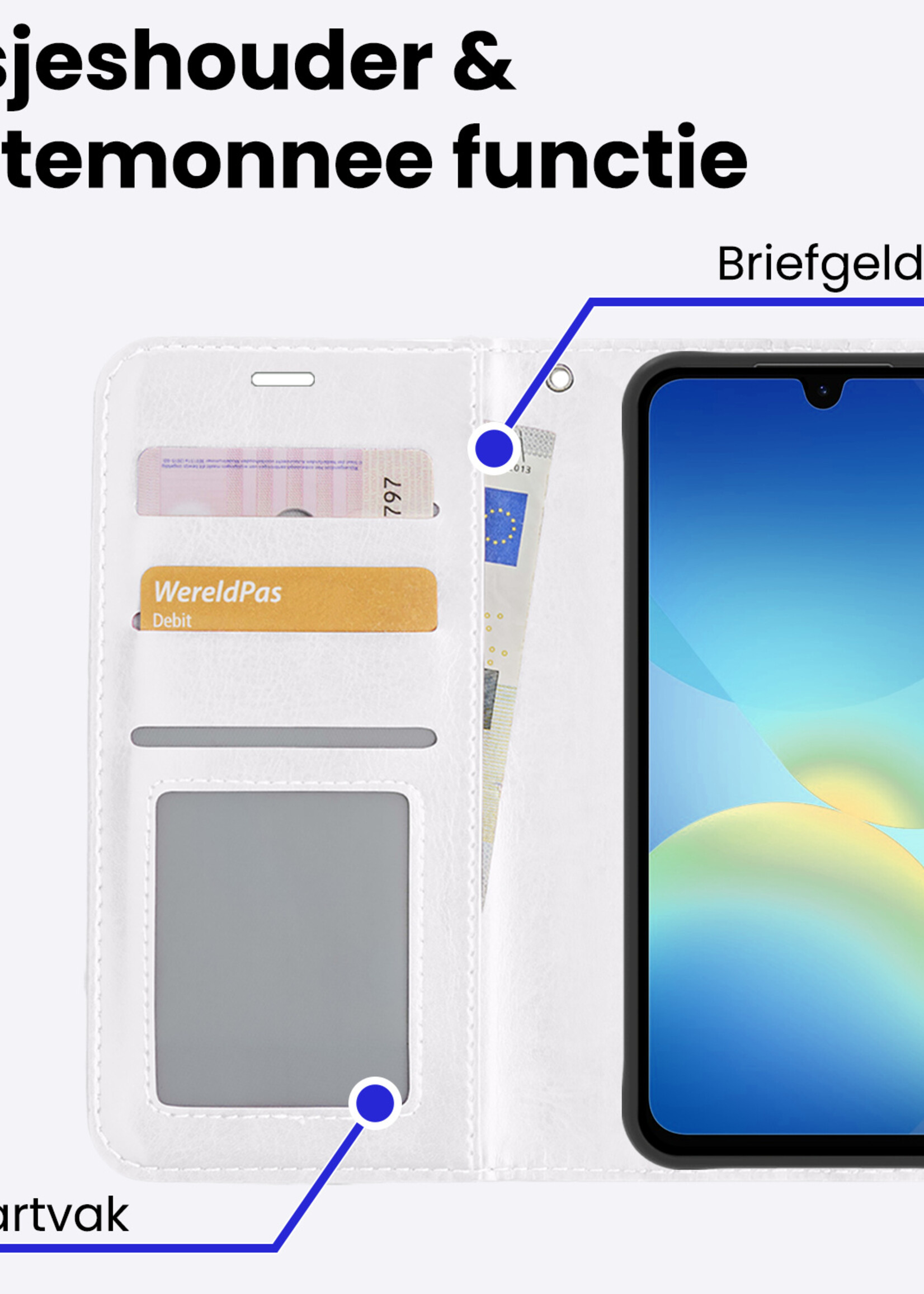 BTH BTH Samsung Galaxy A26 Hoesje Bookcase Met Screenprotector - Wit