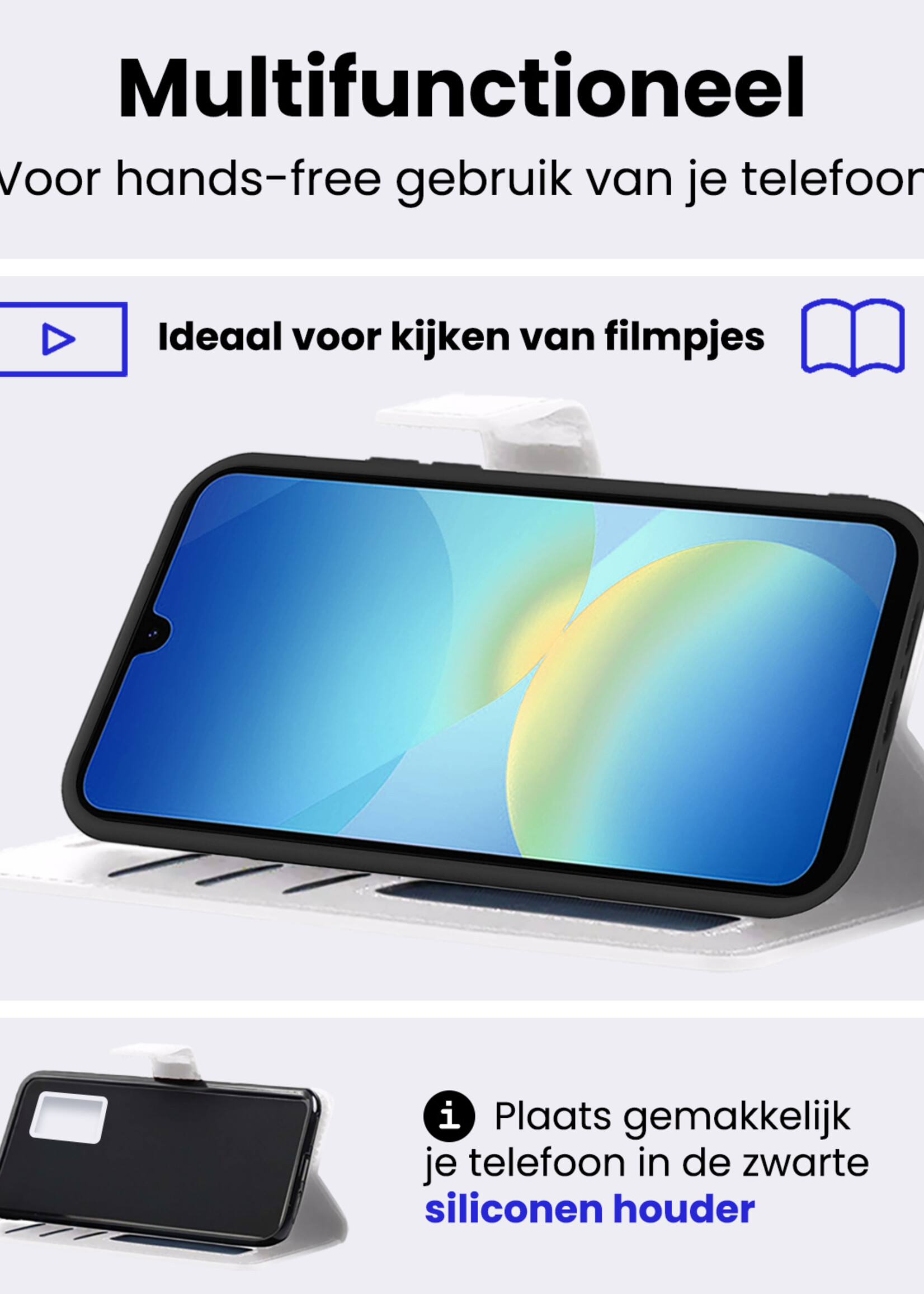 BTH BTH Samsung Galaxy A26 Hoesje Bookcase Met Screenprotector - Wit