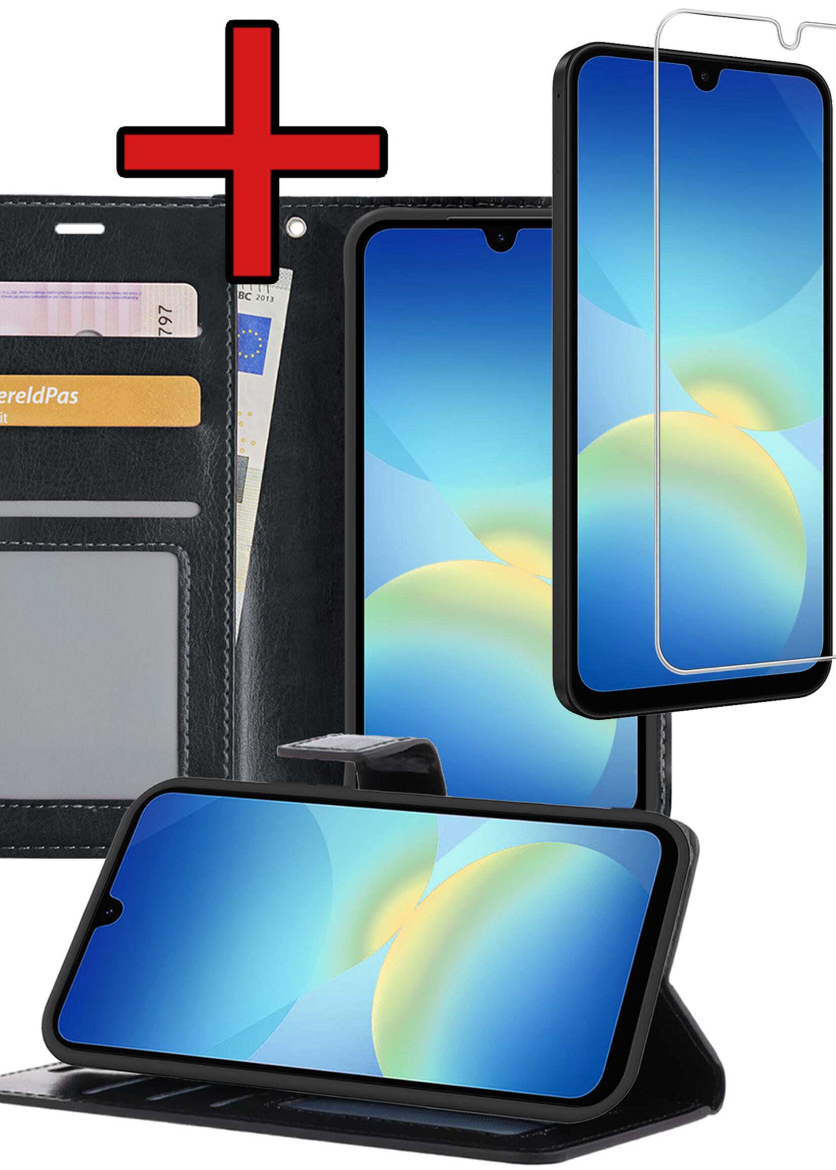 BTH BTH Samsung Galaxy A26 Hoesje Bookcase Met Screenprotector - Zwart