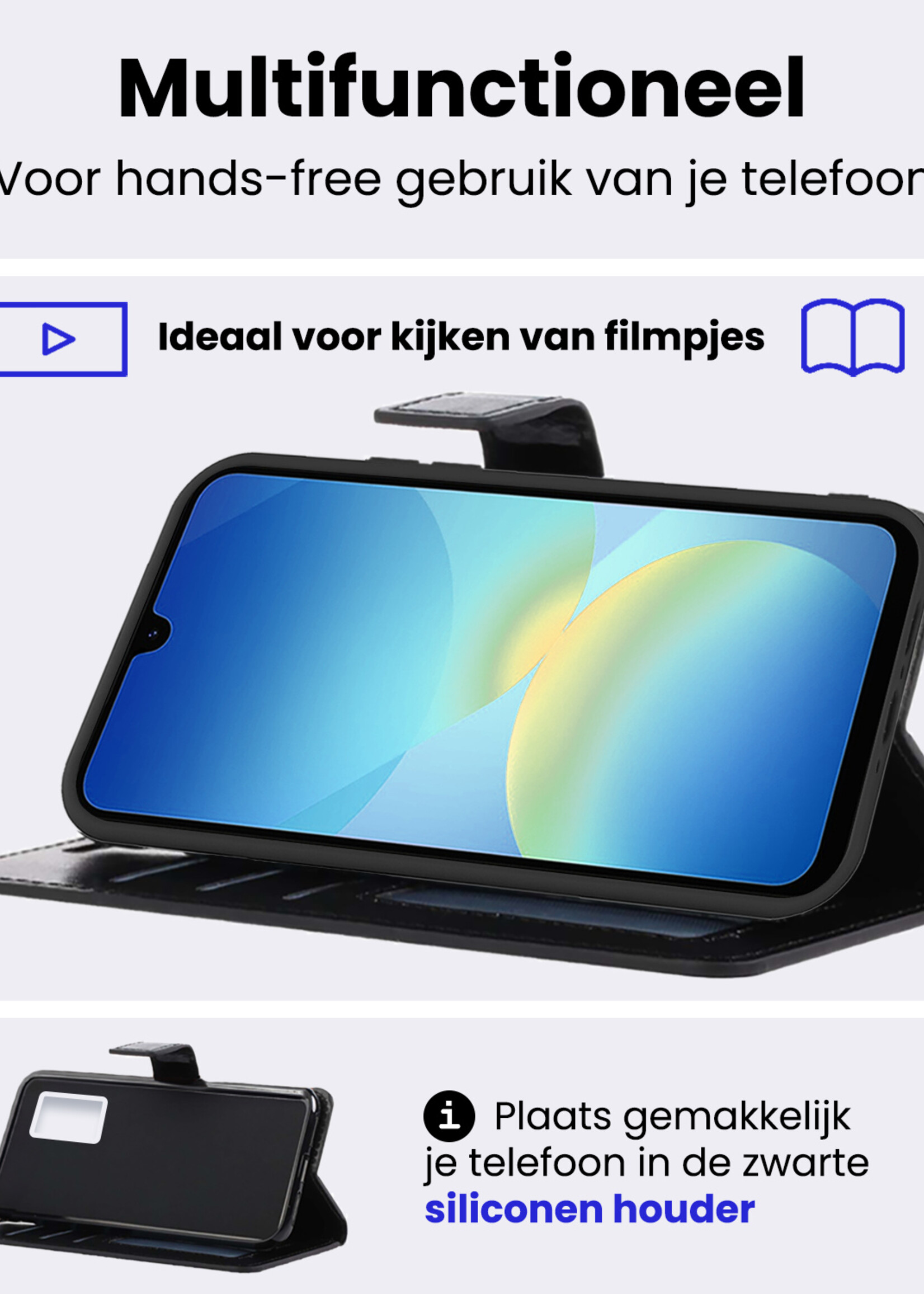 BTH BTH Samsung Galaxy A26 Hoesje Bookcase Met Screenprotector - Zwart