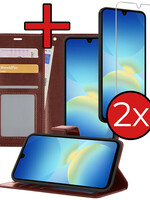 BTH BTH Samsung Galaxy A26 Hoesje Bookcase Met 2x Screenprotector - Bruin
