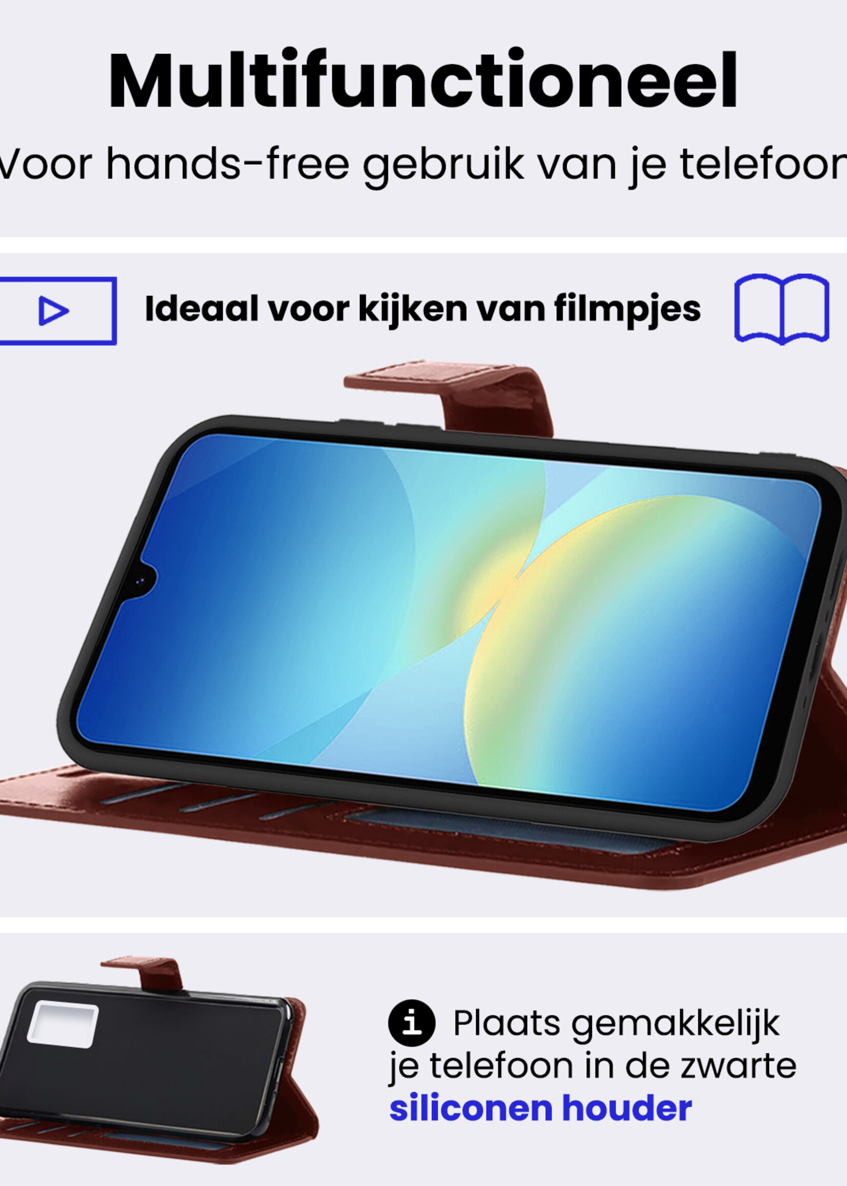 BTH BTH Samsung Galaxy A26 Hoesje Bookcase Met 2x Screenprotector - Bruin