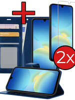 BTH BTH Samsung Galaxy A26 Hoesje Bookcase Met 2x Screenprotector - Donkerblauw