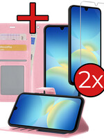 BTH BTH Samsung Galaxy A26 Hoesje Bookcase Met 2x Screenprotector - Lichtroze