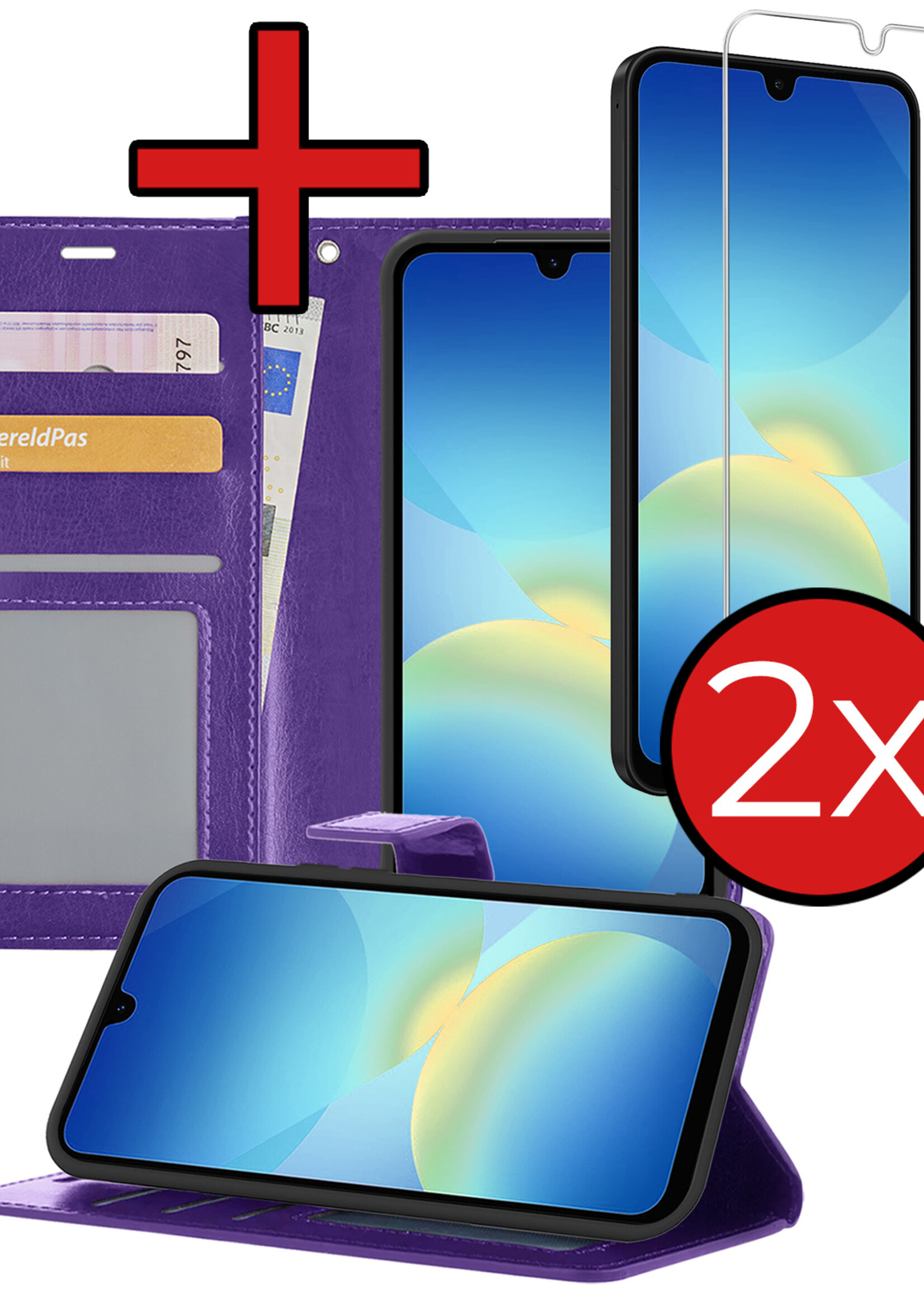 BTH BTH Samsung Galaxy A26 Hoesje Bookcase Met 2x Screenprotector - Paars