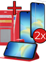 BTH BTH Samsung Galaxy A26 Hoesje Bookcase Met 2x Screenprotector - Rood