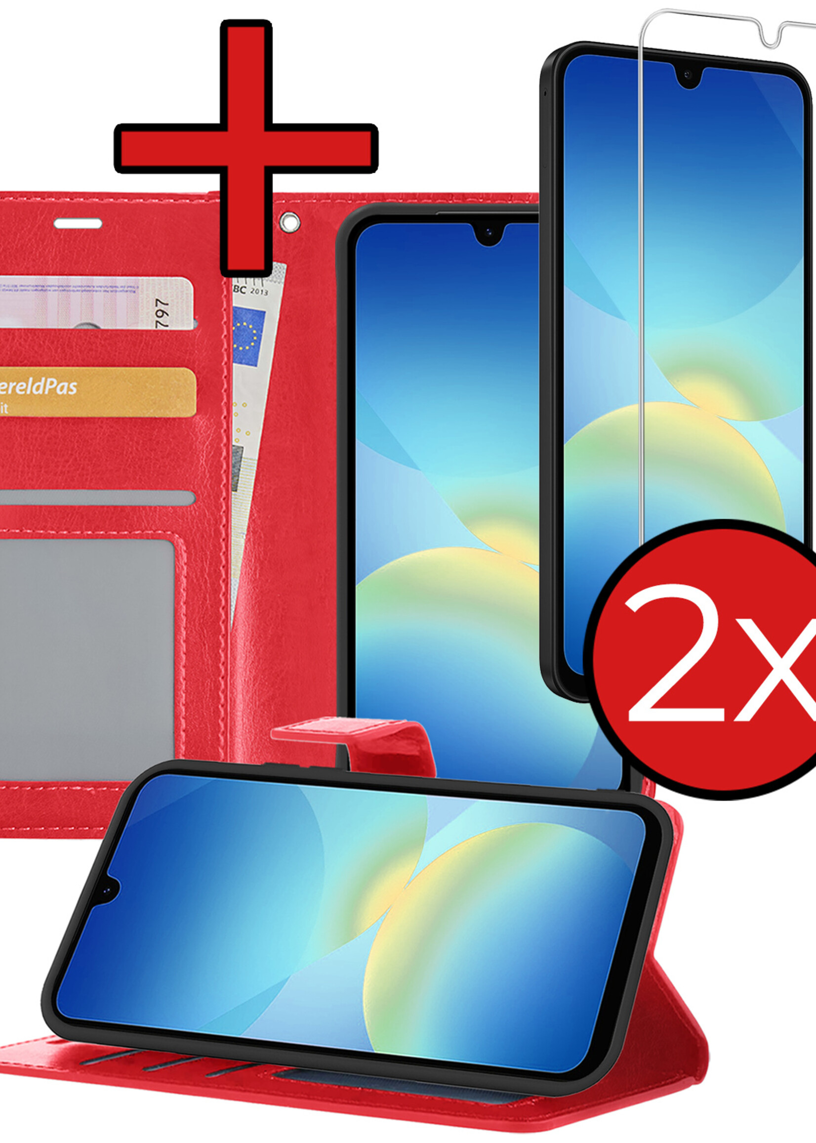 BTH BTH Samsung Galaxy A26 Hoesje Bookcase Met 2x Screenprotector - Rood