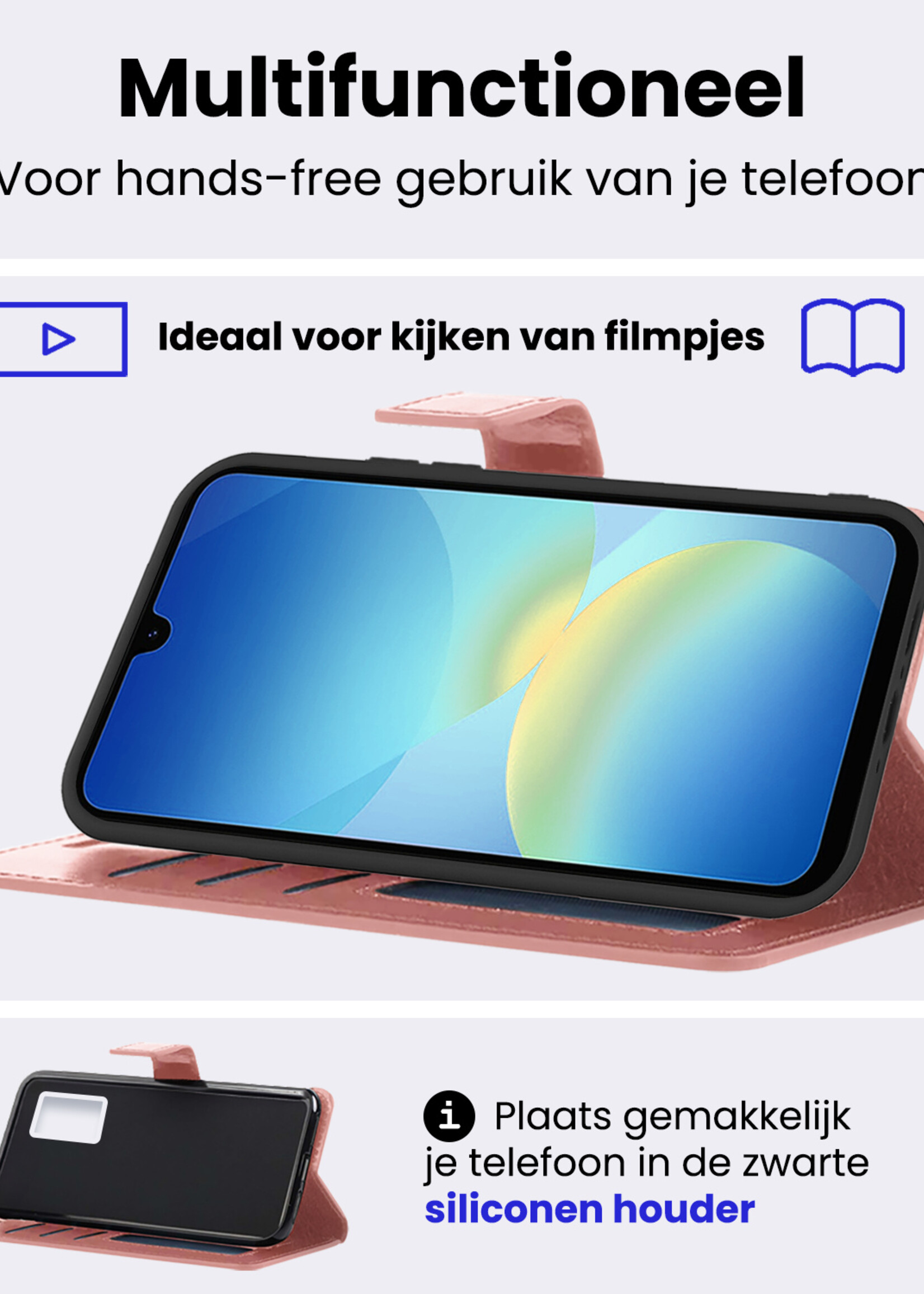 BTH BTH Samsung Galaxy A26 Hoesje Bookcase Met 2x Screenprotector - Rose Goud
