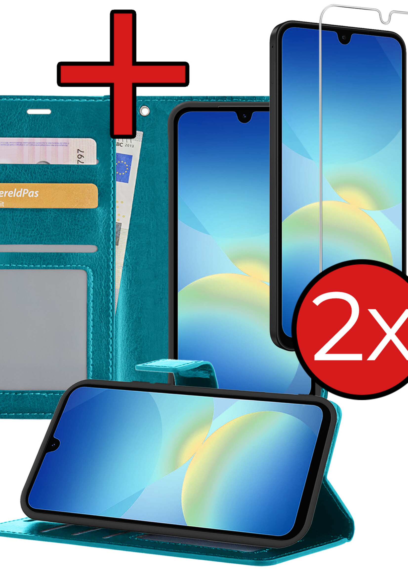BTH BTH Samsung Galaxy A26 Hoesje Bookcase Met 2x Screenprotector - Turquoise