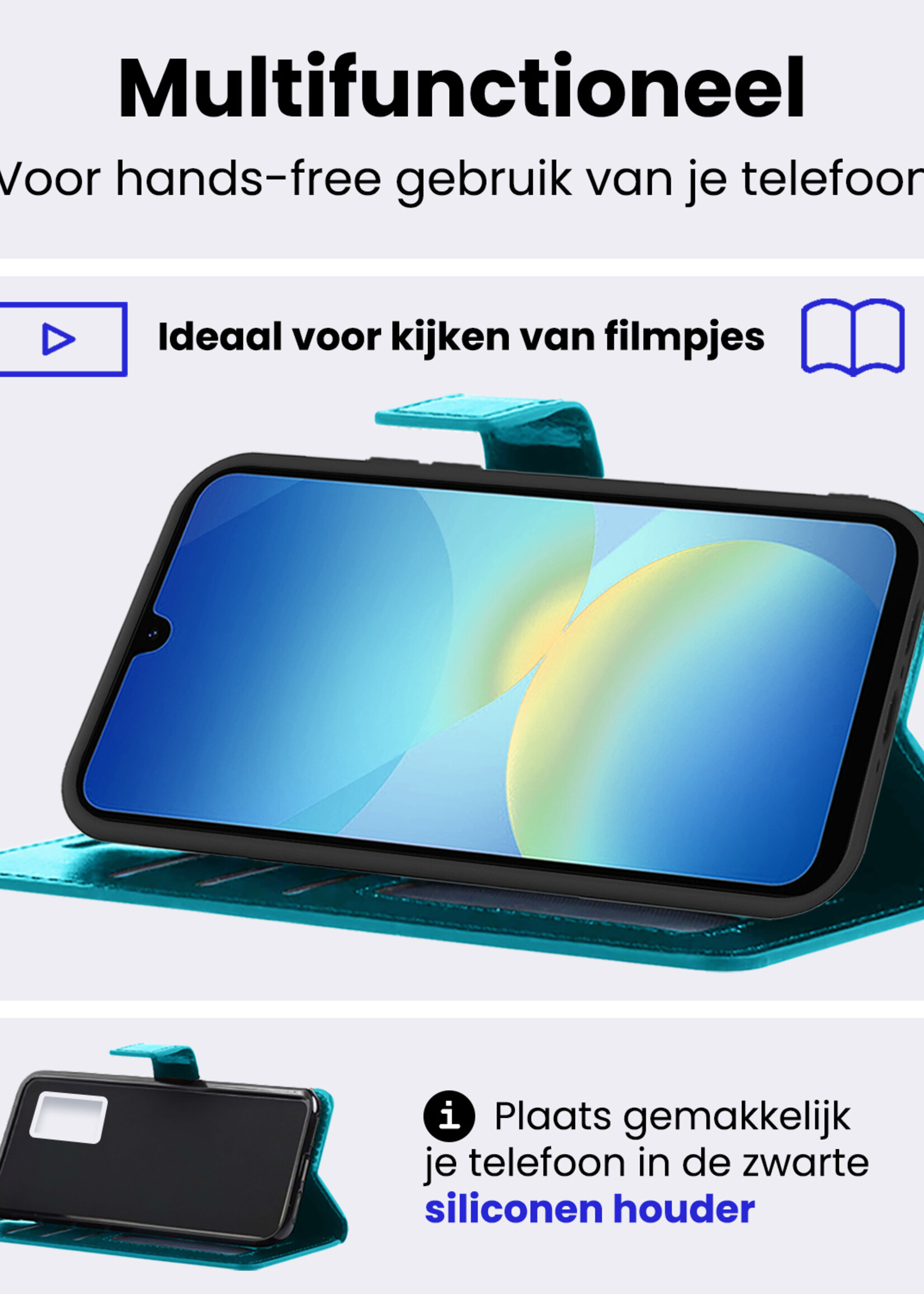 BTH BTH Samsung Galaxy A26 Hoesje Bookcase Met 2x Screenprotector - Turquoise