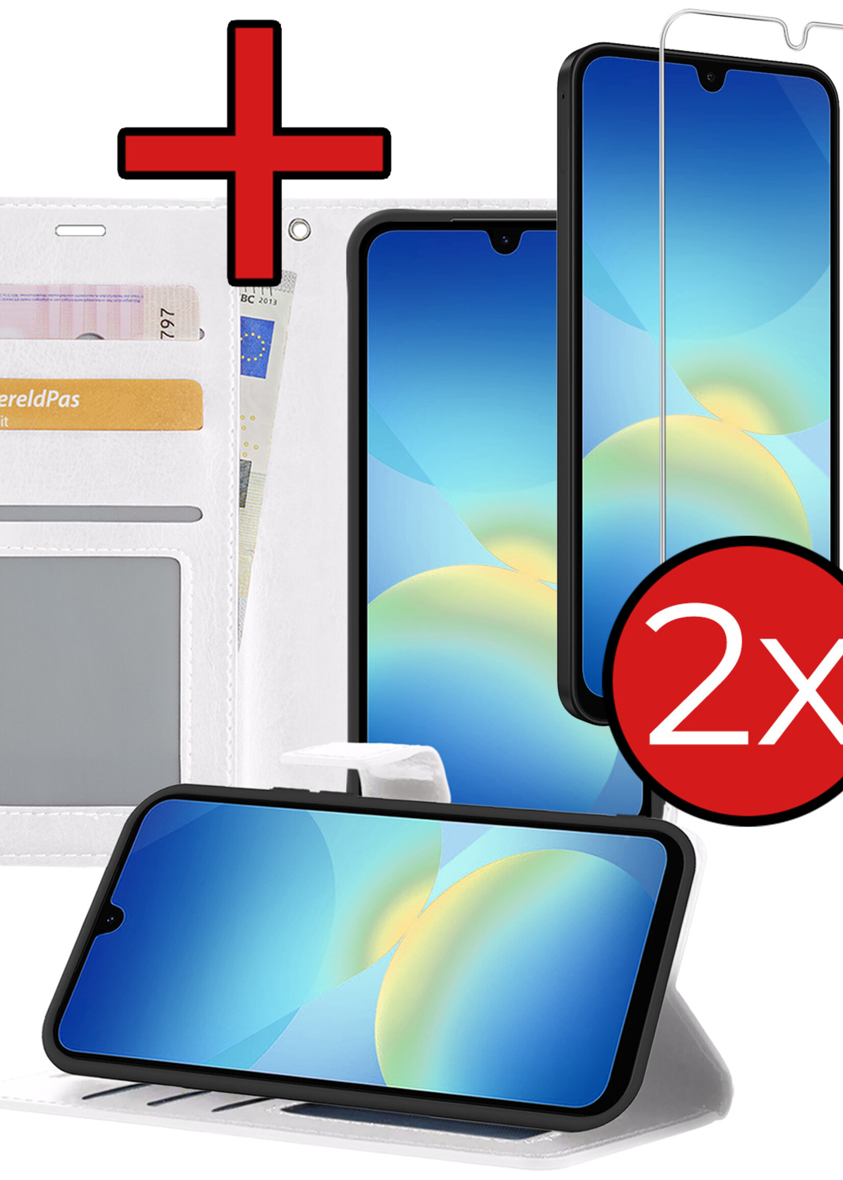 BTH BTH Samsung Galaxy A26 Hoesje Bookcase Met 2x Screenprotector - Wit