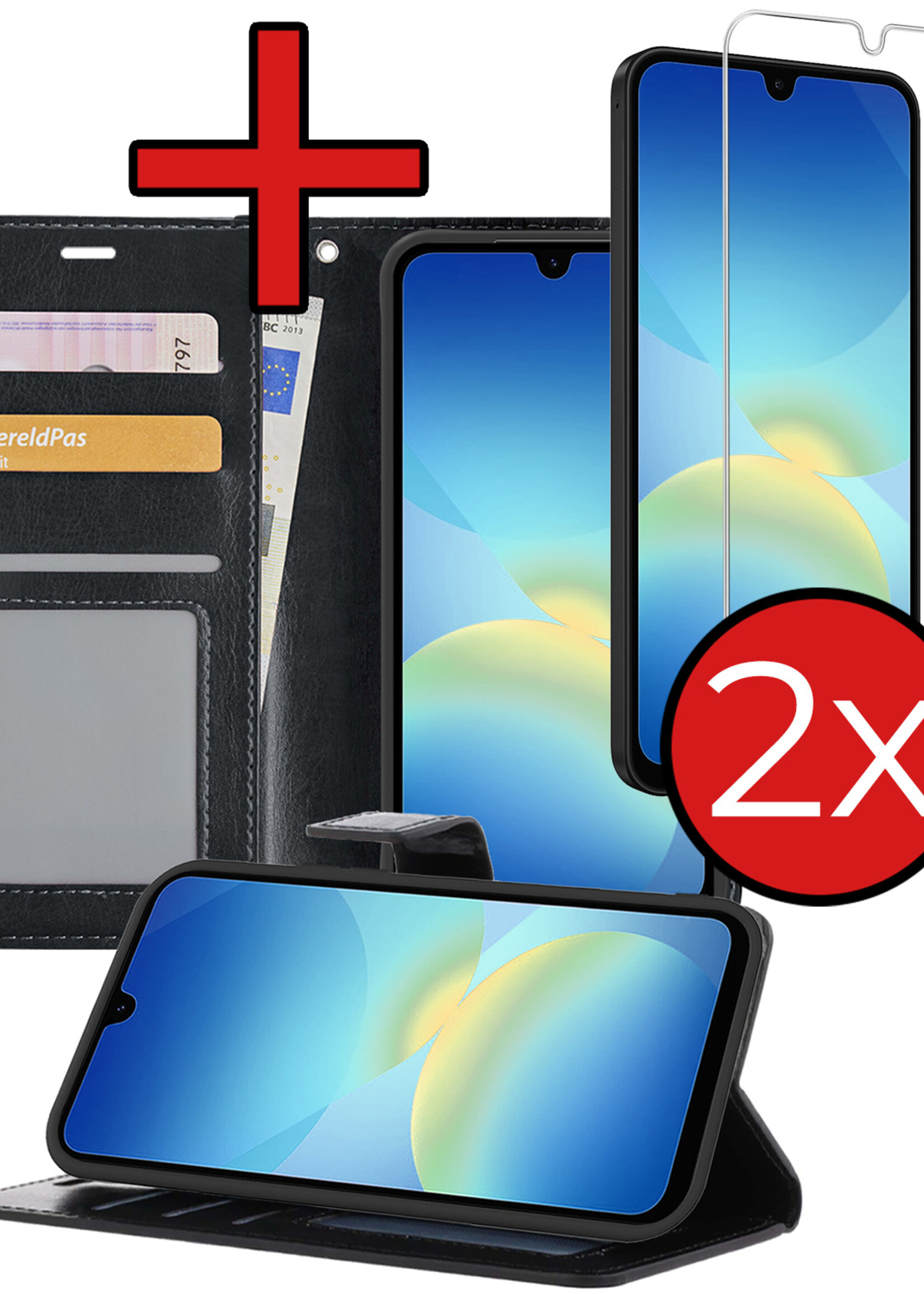 BTH BTH Samsung Galaxy A26 Hoesje Bookcase Met 2x Screenprotector - Zwart