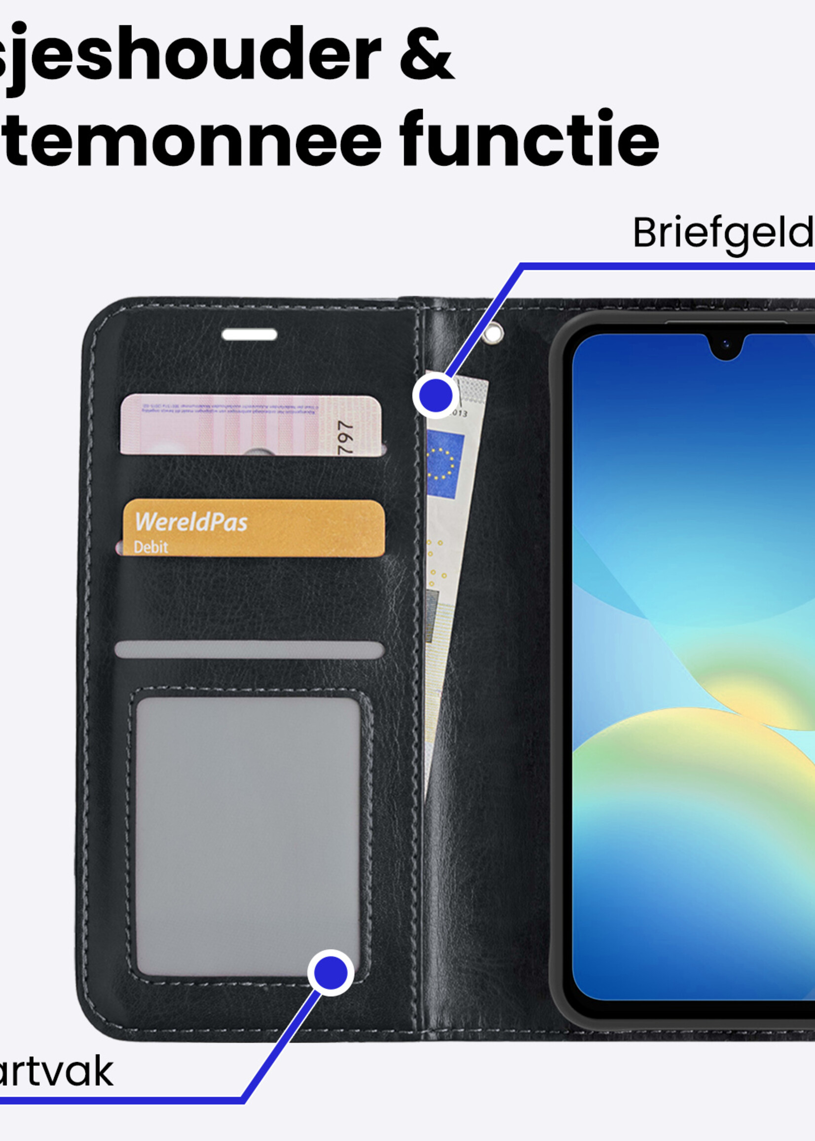 BTH BTH Samsung Galaxy A26 Hoesje Bookcase Met 2x Screenprotector - Zwart