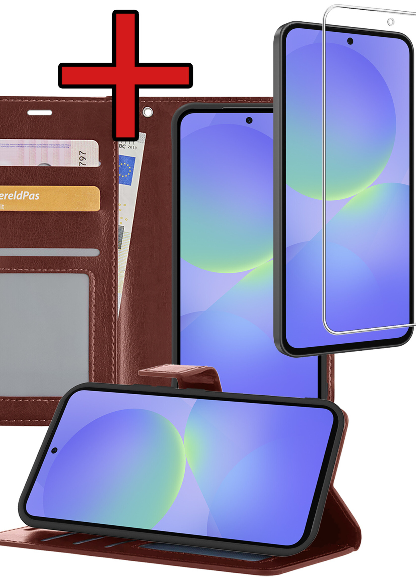 BTH BTH Samsung Galaxy A36 Hoesje Bookcase Met Screenprotector - Bruin
