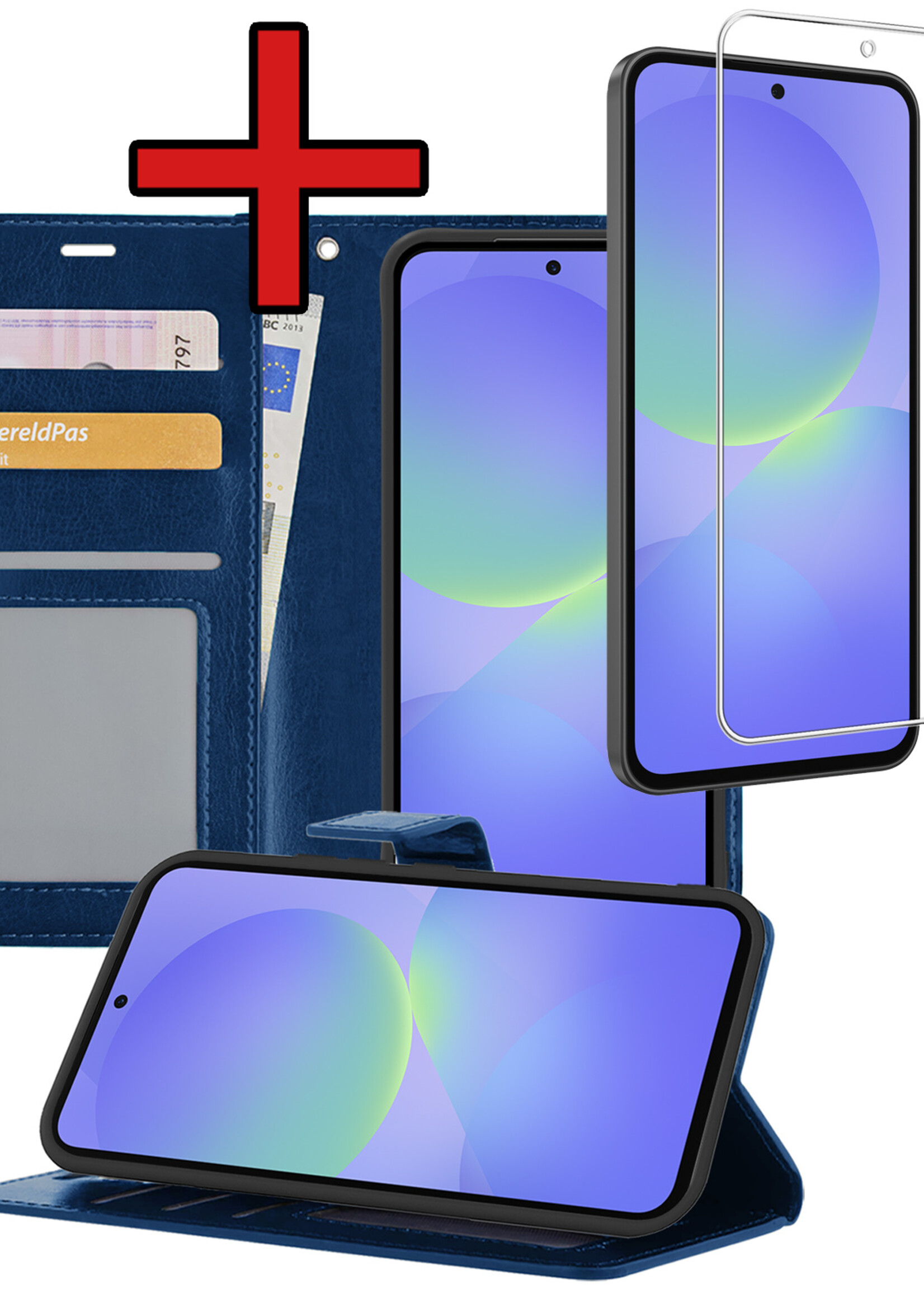 BTH BTH Samsung Galaxy A36 Hoesje Bookcase Met Screenprotector - Donkerblauw