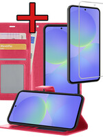 BTH BTH Samsung Galaxy A36 Hoesje Bookcase Met Screenprotector - Donkerroze