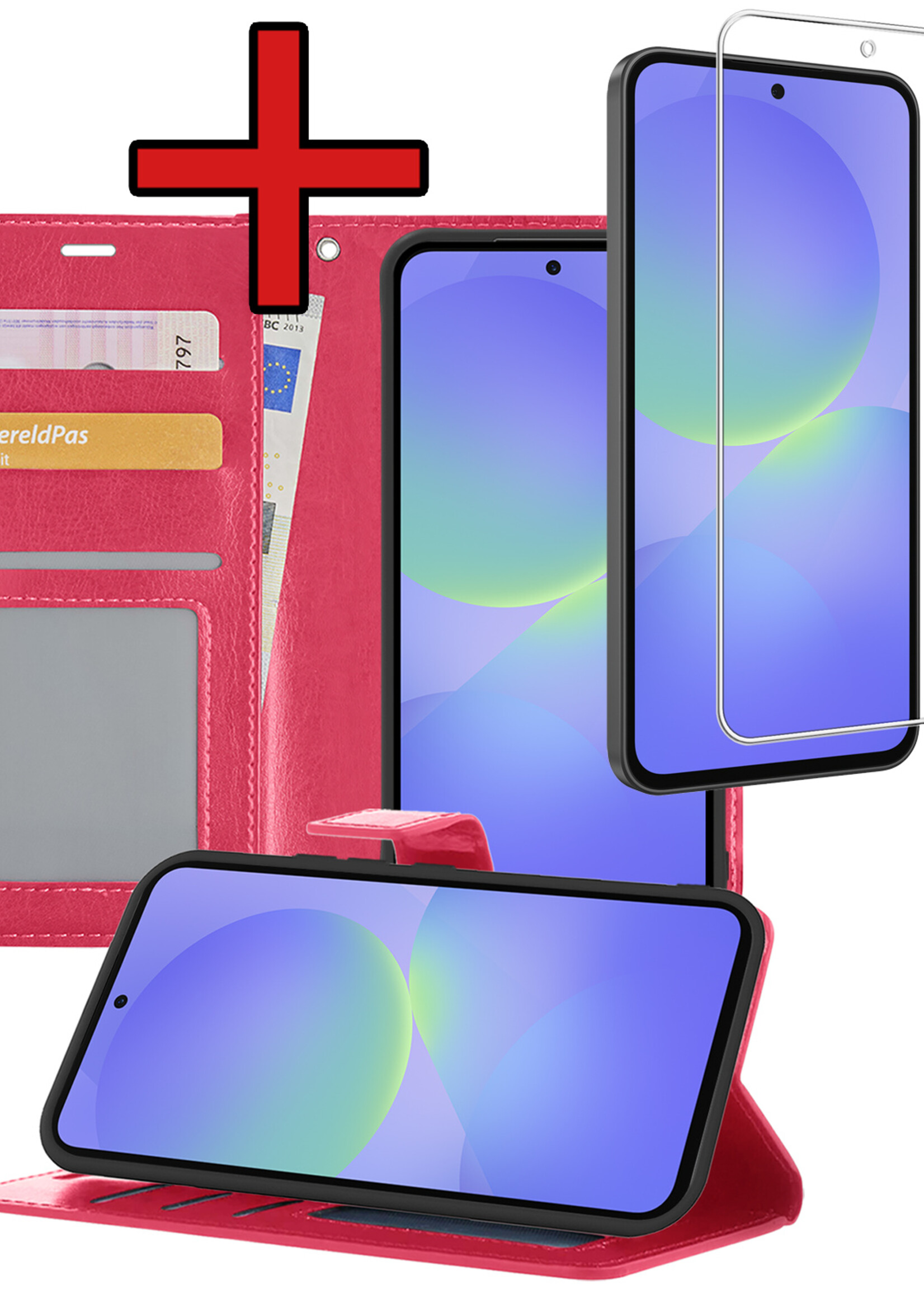 BTH BTH Samsung Galaxy A36 Hoesje Bookcase Met Screenprotector - Donkerroze