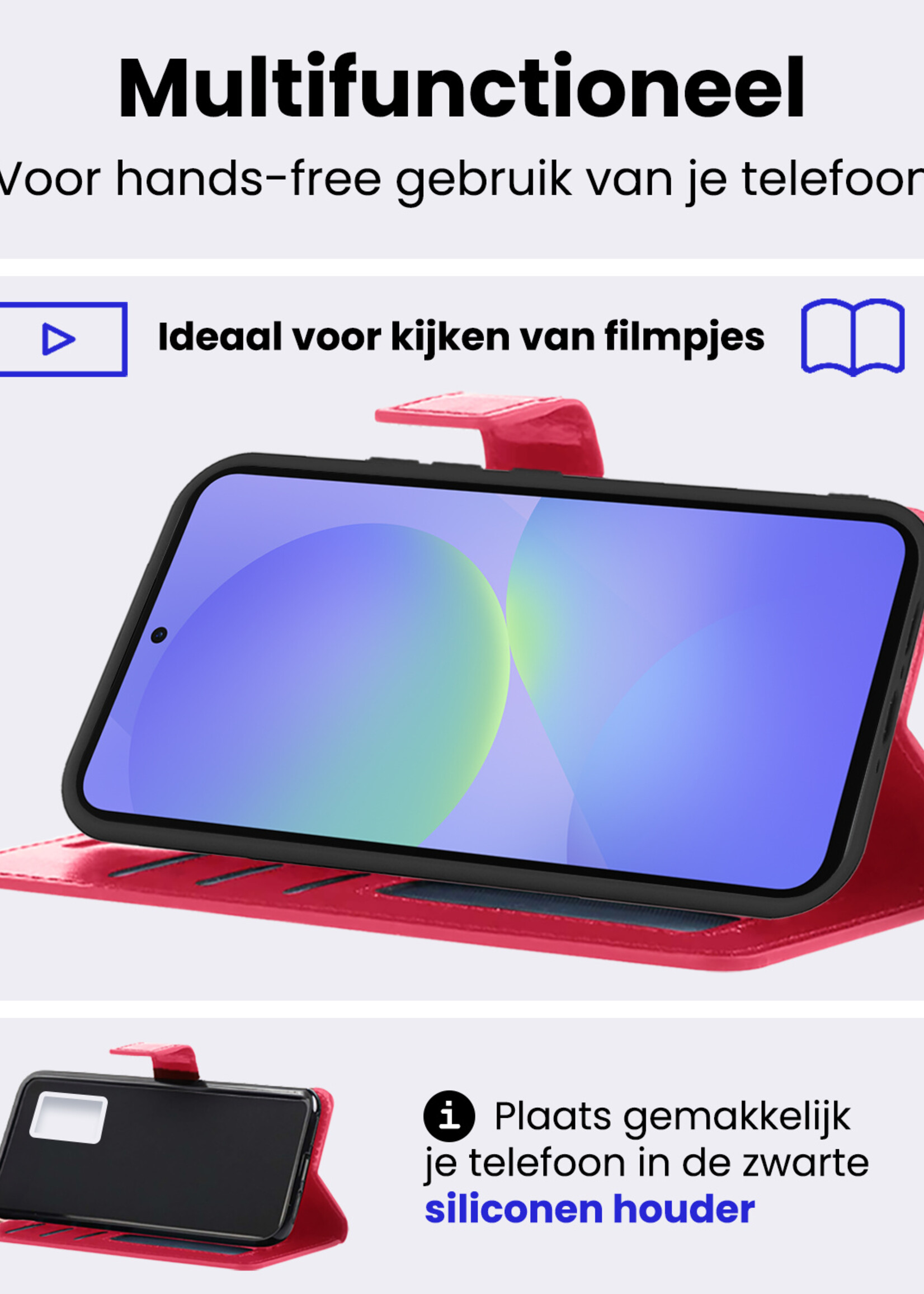 BTH BTH Samsung Galaxy A36 Hoesje Bookcase Met Screenprotector - Donkerroze
