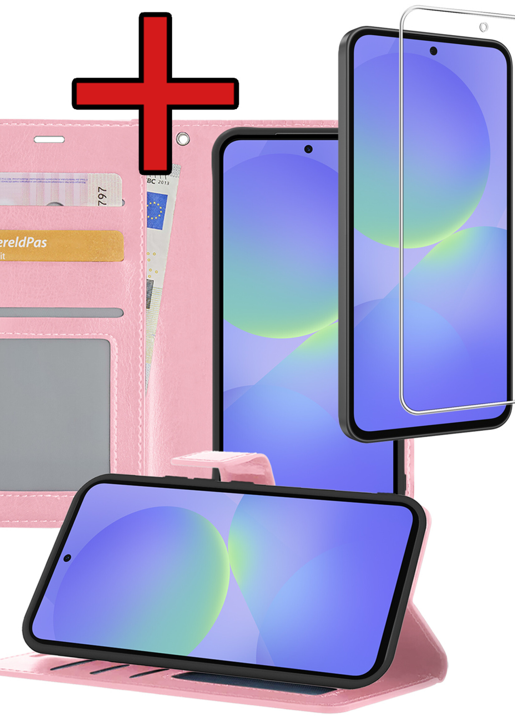BTH BTH Samsung Galaxy A36 Hoesje Bookcase Met Screenprotector - Lichtroze