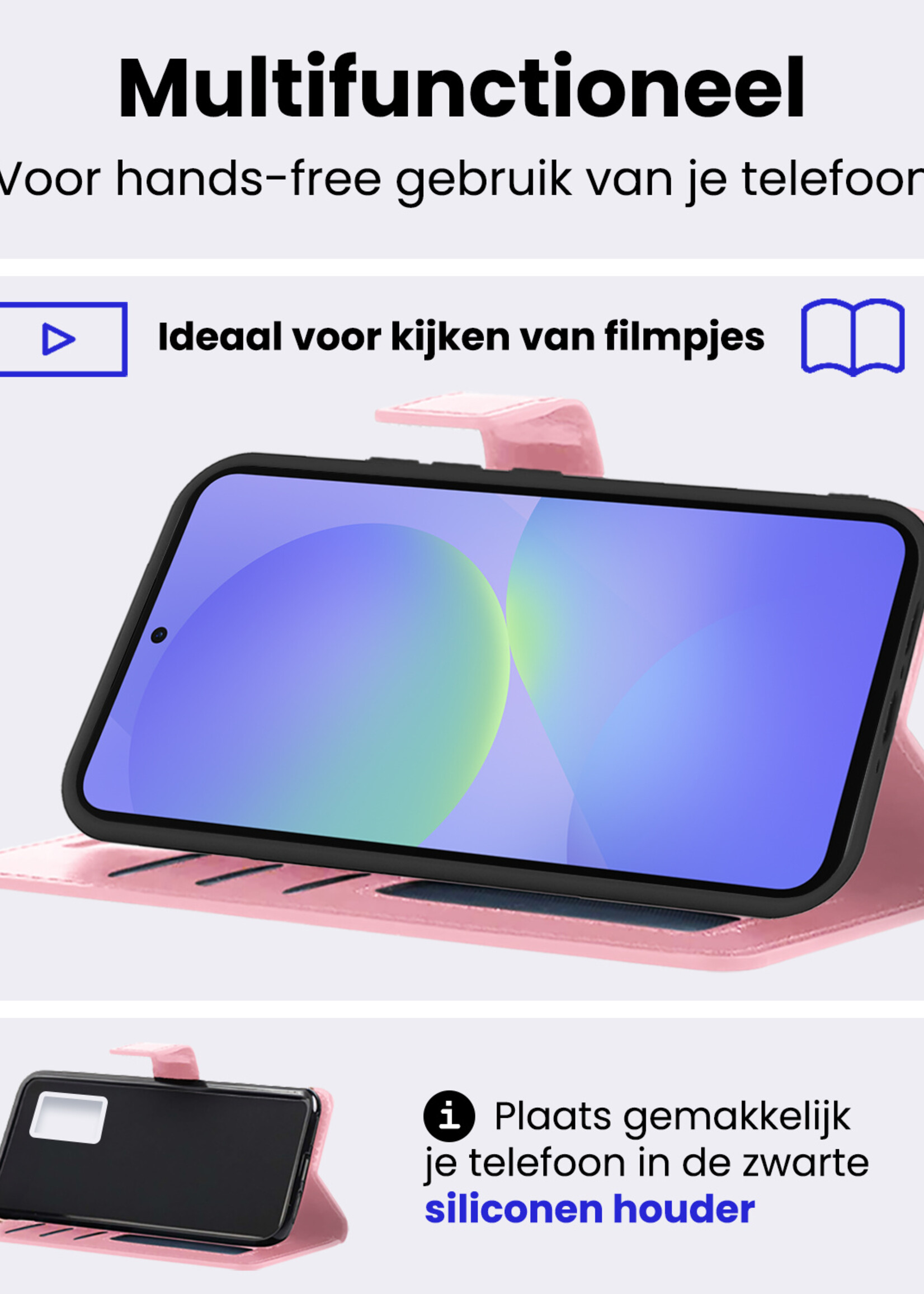 BTH BTH Samsung Galaxy A36 Hoesje Bookcase Met Screenprotector - Lichtroze