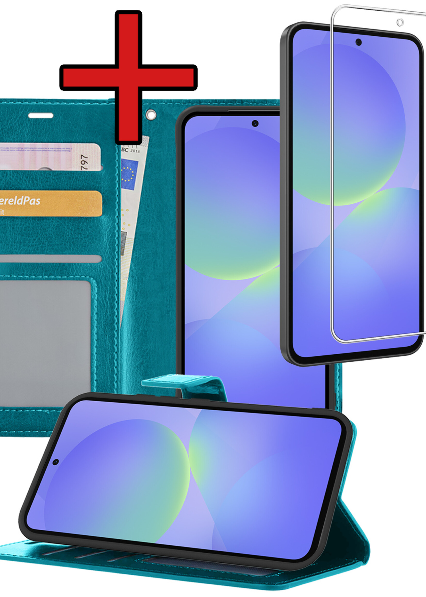 BTH BTH Samsung Galaxy A36 Hoesje Bookcase Met Screenprotector - Turquoise