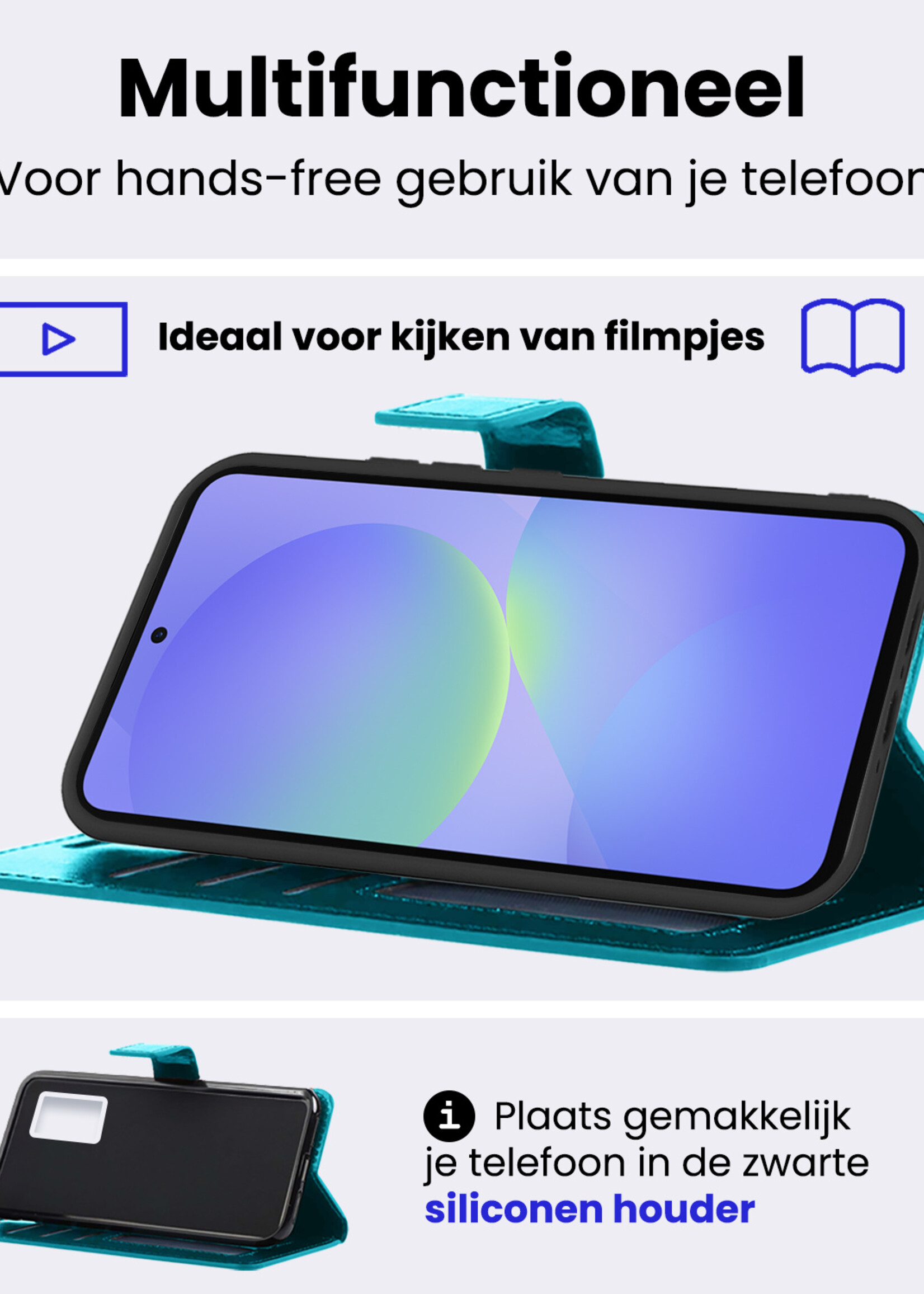 BTH BTH Samsung Galaxy A36 Hoesje Bookcase Met Screenprotector - Turquoise