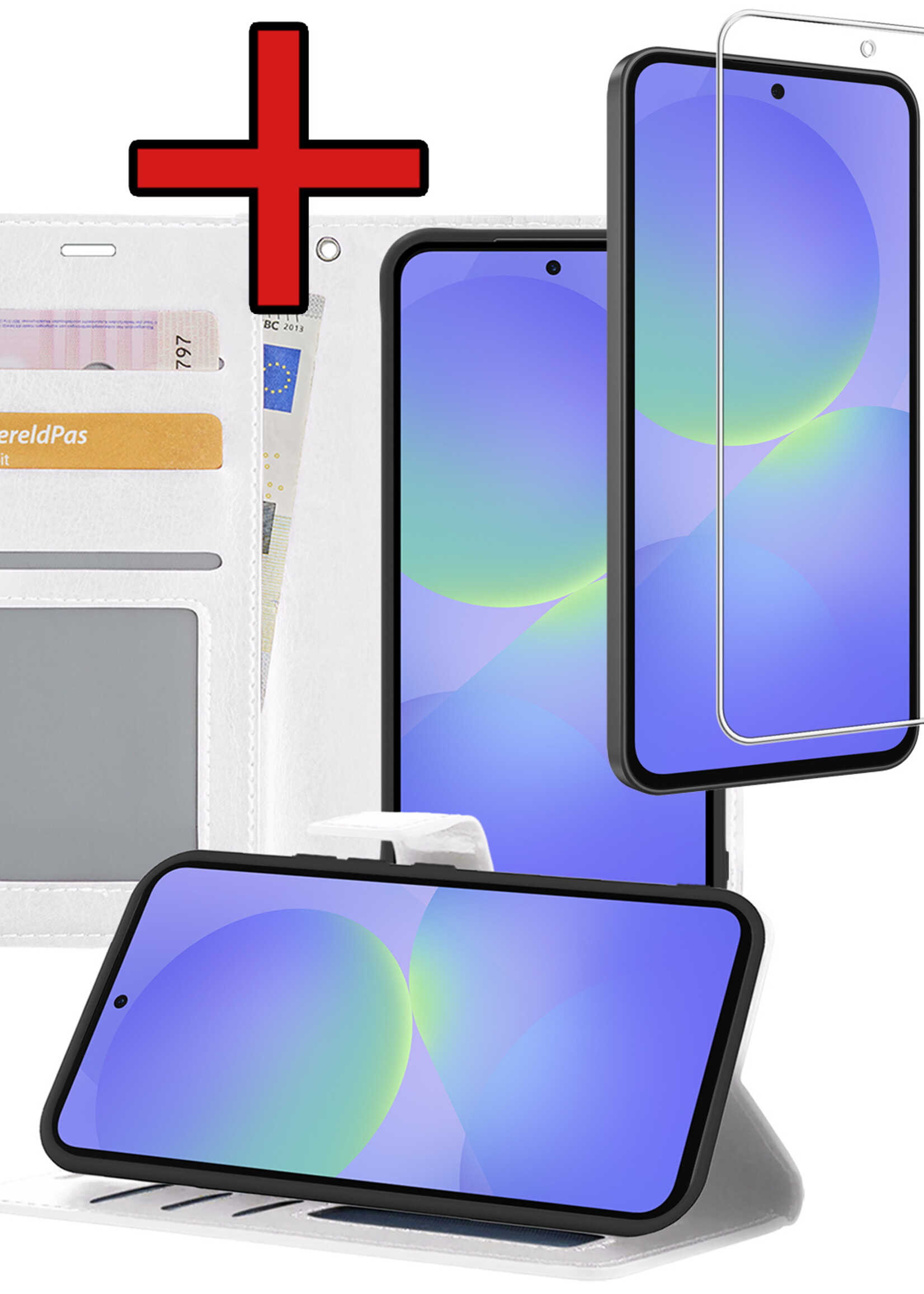 BTH BTH Samsung Galaxy A36 Hoesje Bookcase Met Screenprotector - Wit