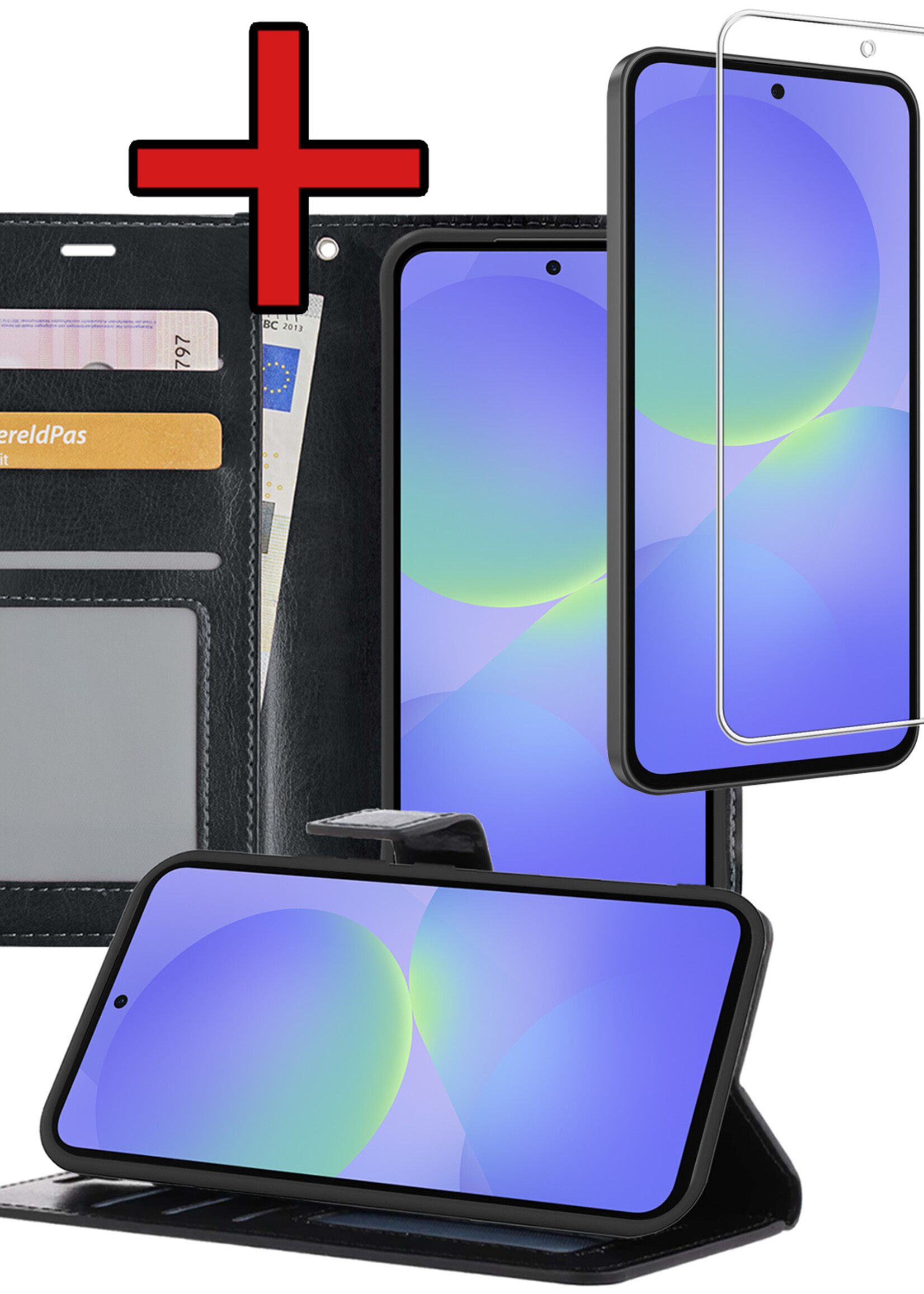 BTH BTH Samsung Galaxy A36 Hoesje Bookcase Met Screenprotector - Zwart