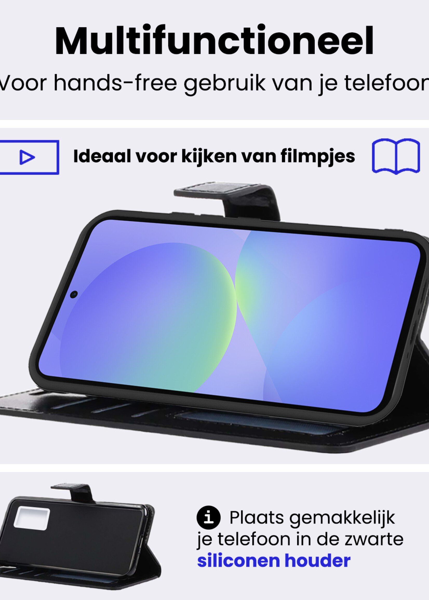 BTH BTH Samsung Galaxy A36 Hoesje Bookcase Met Screenprotector - Zwart